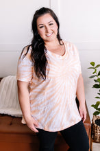 Load image into Gallery viewer, You Spin Me Round Spiral V Neck Tee in Orange Cream
