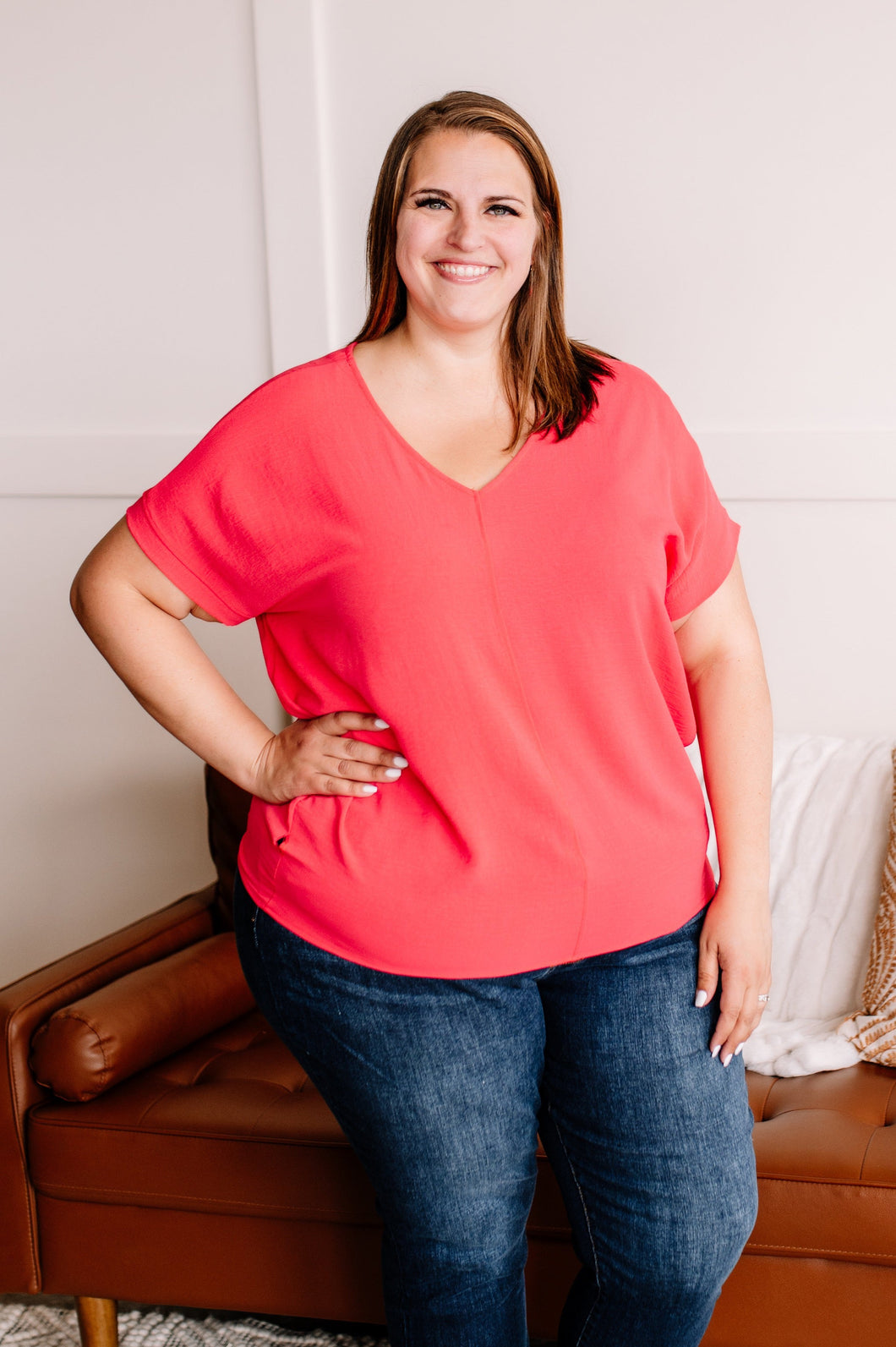 Beyond The Reef Blouse In Pink Coral