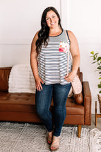 Load image into Gallery viewer, Flip a Switch Striped Floral Tank in Navy &amp; Ivory
