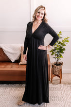 Load image into Gallery viewer, Cover Girl Twisted Front Long Sleeve Maxi Dress in Soft Black By White Birch
