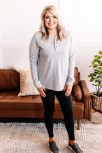Load image into Gallery viewer, Something Nice To Say Henley Top In Heathered Grey
