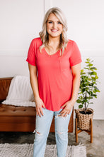 Load image into Gallery viewer, Drawn To You V Neck Short Sleeve Top in Watermelon
