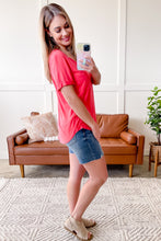Load image into Gallery viewer, Drawn To You V Neck Short Sleeve Top in Watermelon
